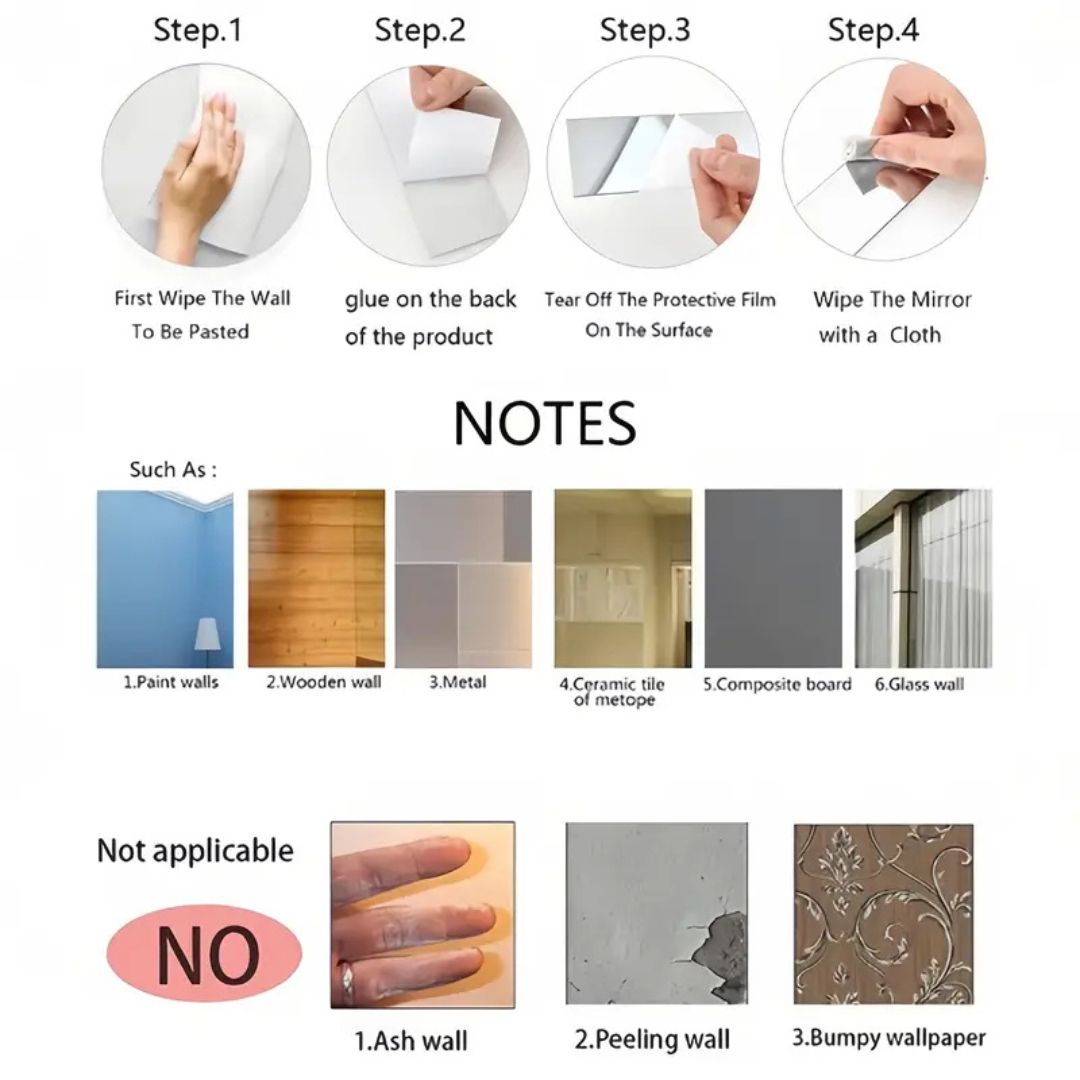 Flexible Acrylic Mirror – Self-Adhesive (20×30 cm)