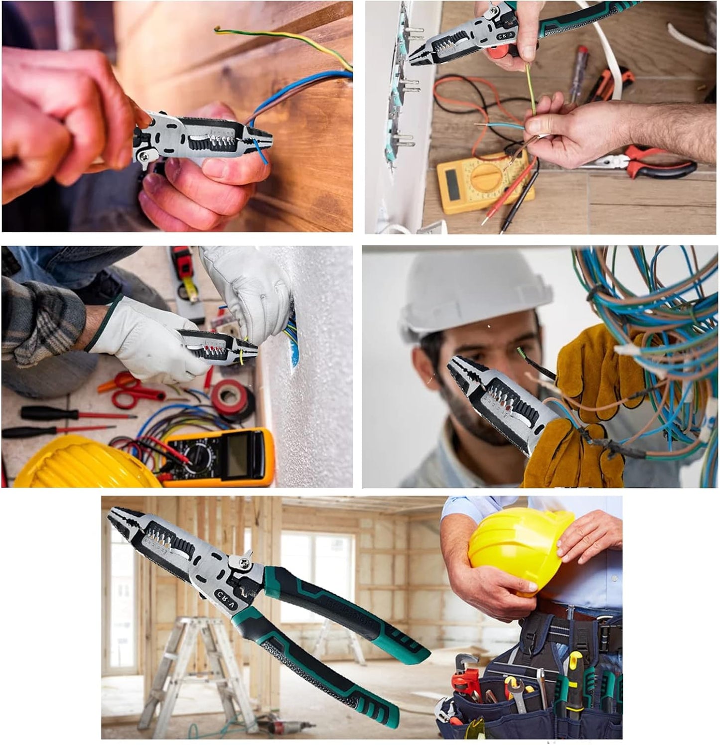 15 IN 1 Wire Stripper Tool,Wire Strippers,Cable Cutters,CR-V Multifunctional