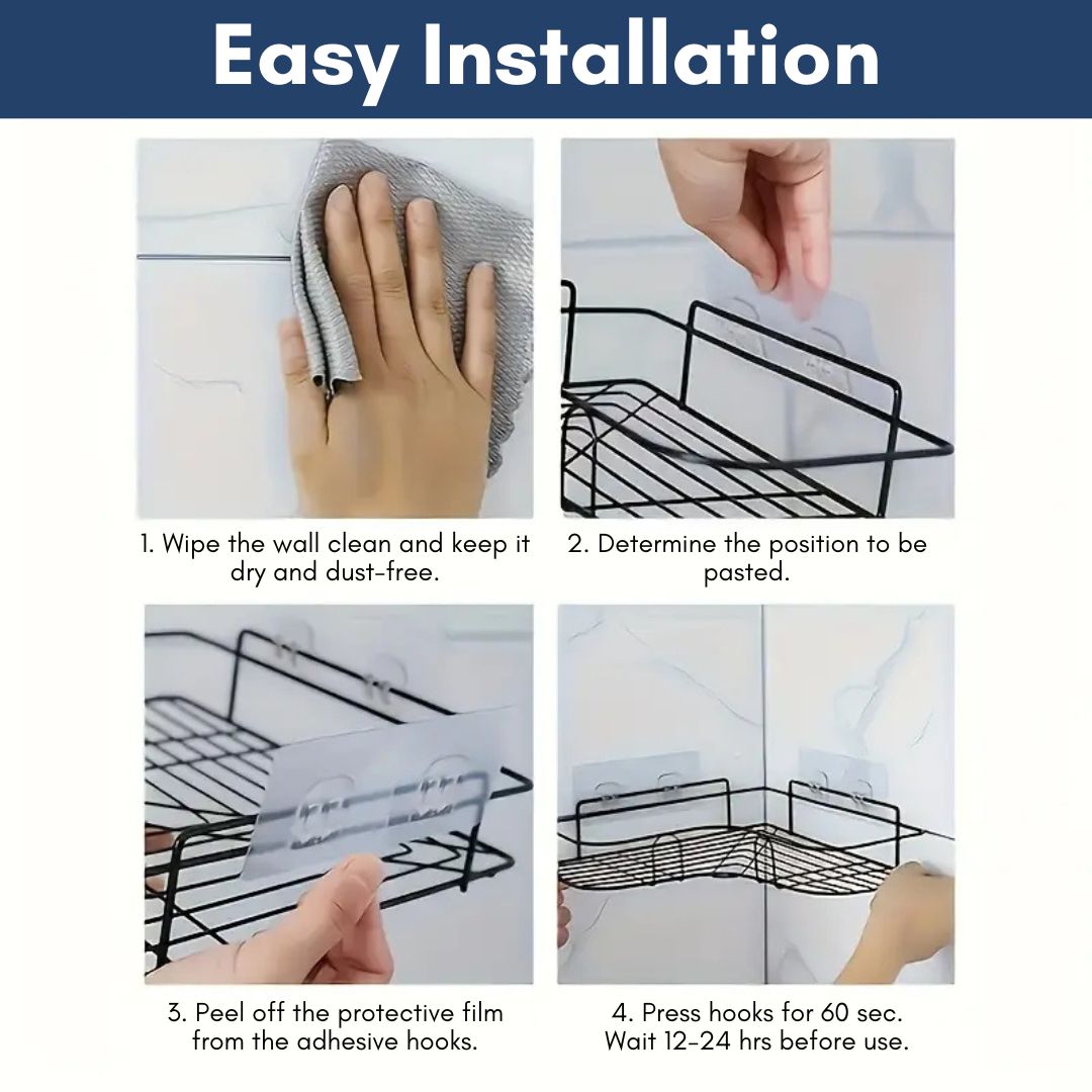 No-Drill Corner Shelf – Bathroom & Kitchen