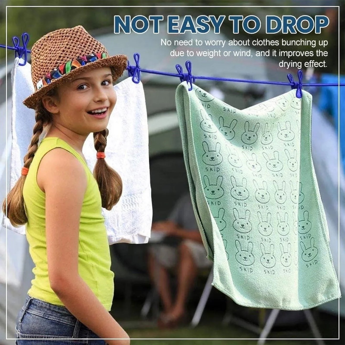 Windproof Stretchable Clothesline - 12 Clips