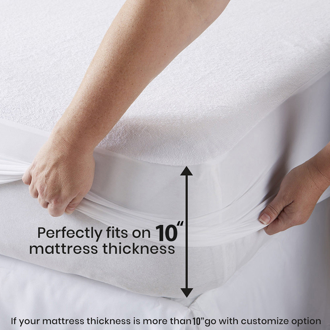 Jointless Recommended Premium & Export Quality Terry Cotton 100% Waterproof Fitted Style Mattress Protector- White Color
