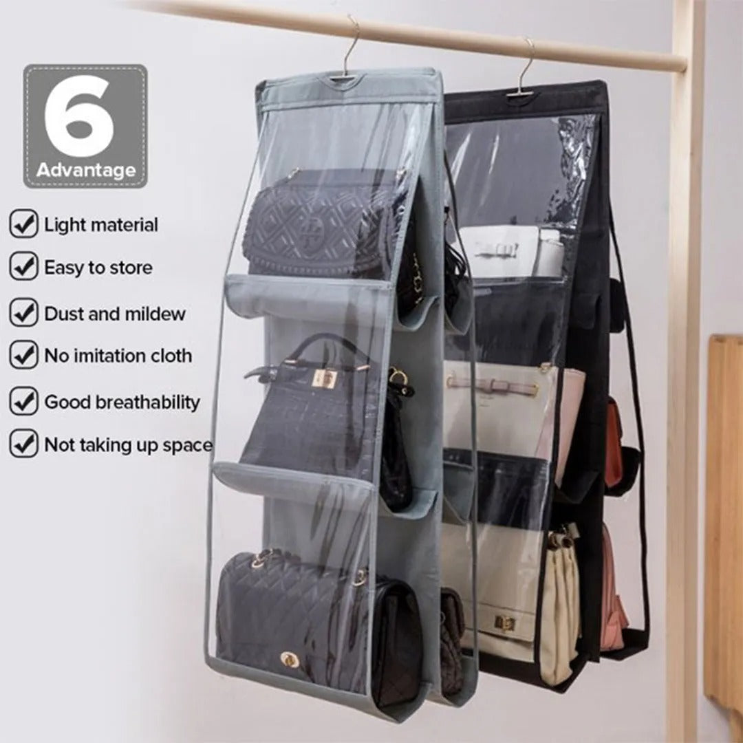 6 Pockets Dust-Proof Space Saving Hand Bags Organizer-Dyed