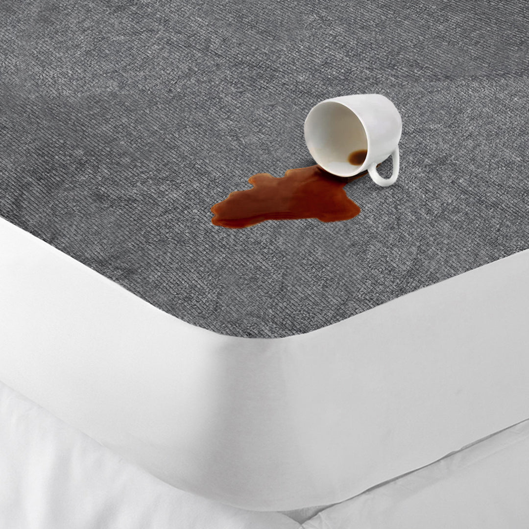 Jointless Recommended Premium & Export Quality Terry Cotton 100% Waterproof Fitted Style Mattress Protector- Grey Color