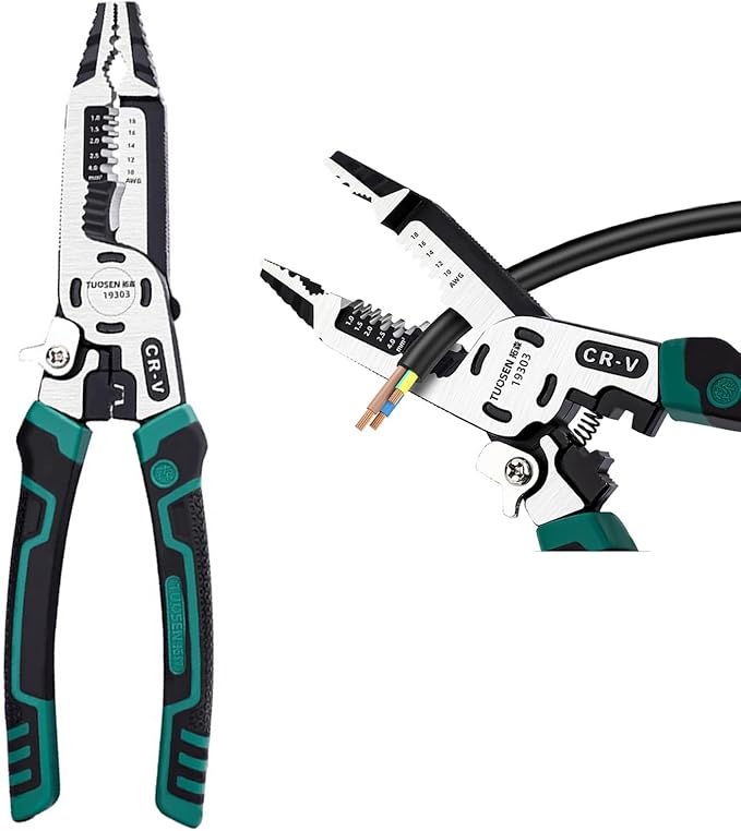 15 IN 1 Wire Stripper Tool,Wire Strippers,Cable Cutters,CR-V Multifunctional