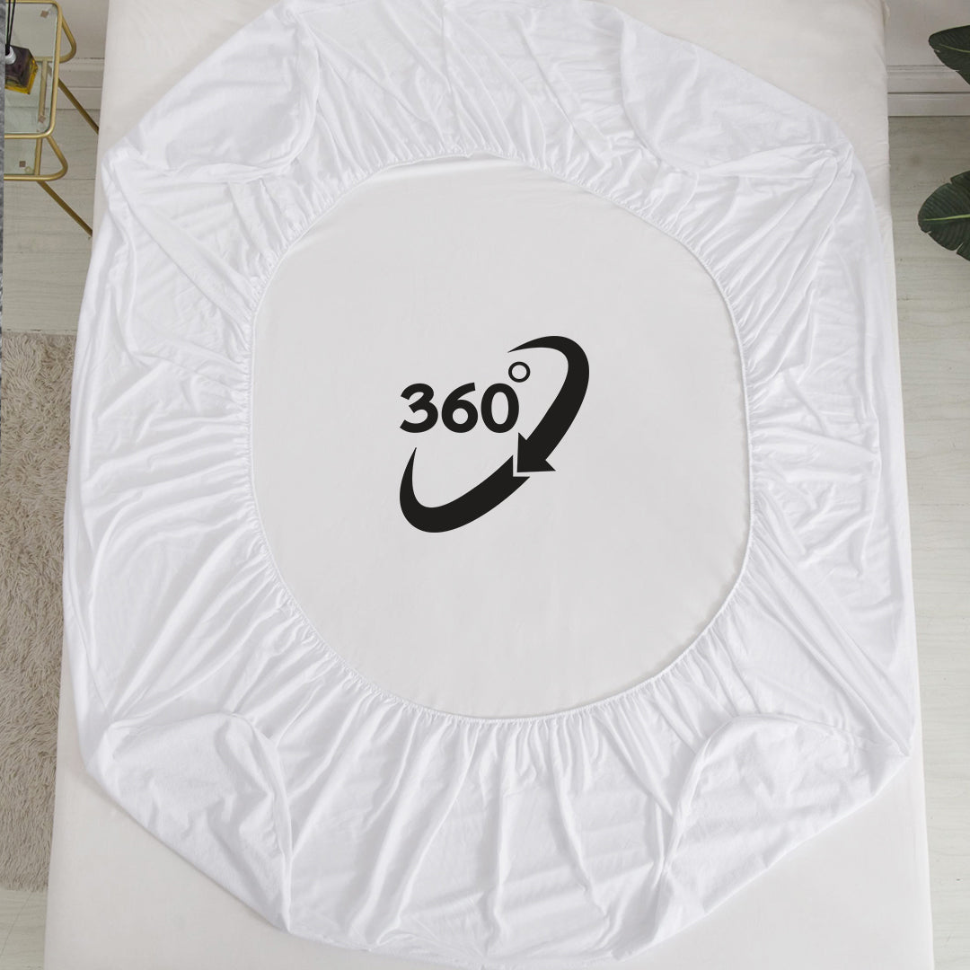 Jointless Recommended Premium & Export Quality Terry Cotton 100% Waterproof Fitted Style Mattress Protector- White Color