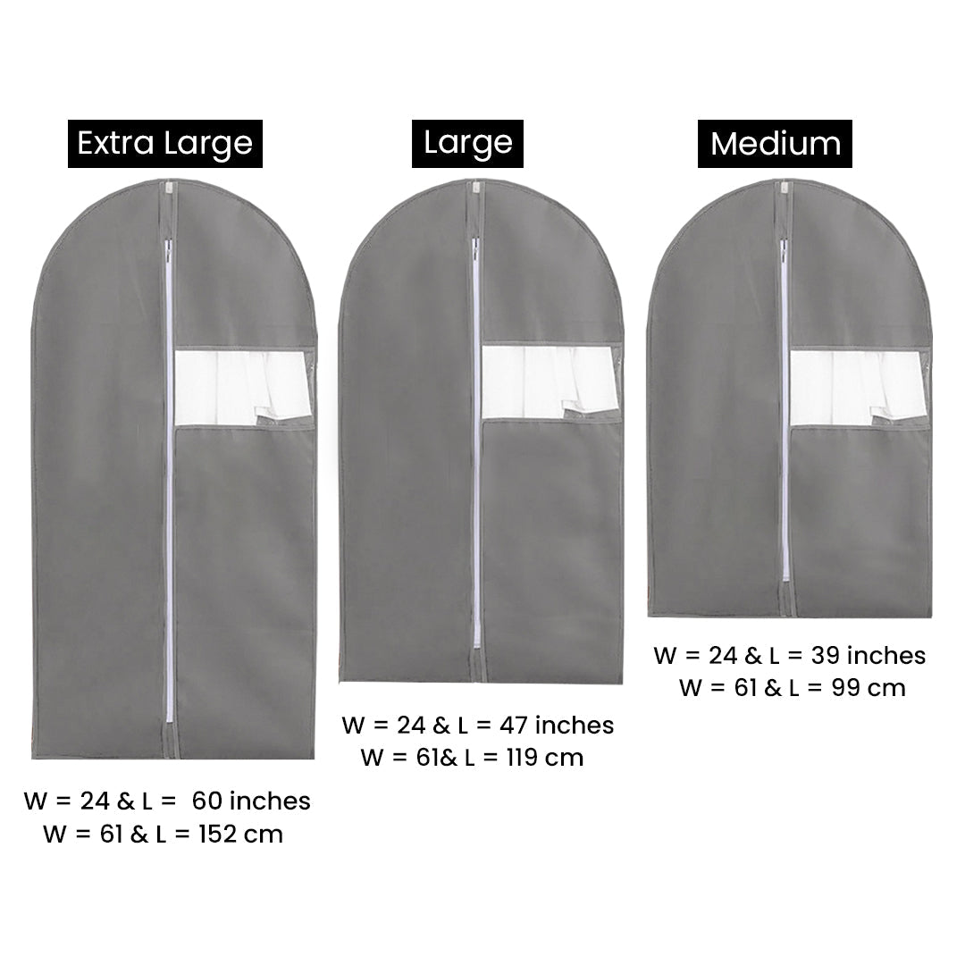 Dust Proof Non-woven Zipper Clothes Cover Bags (Grey)