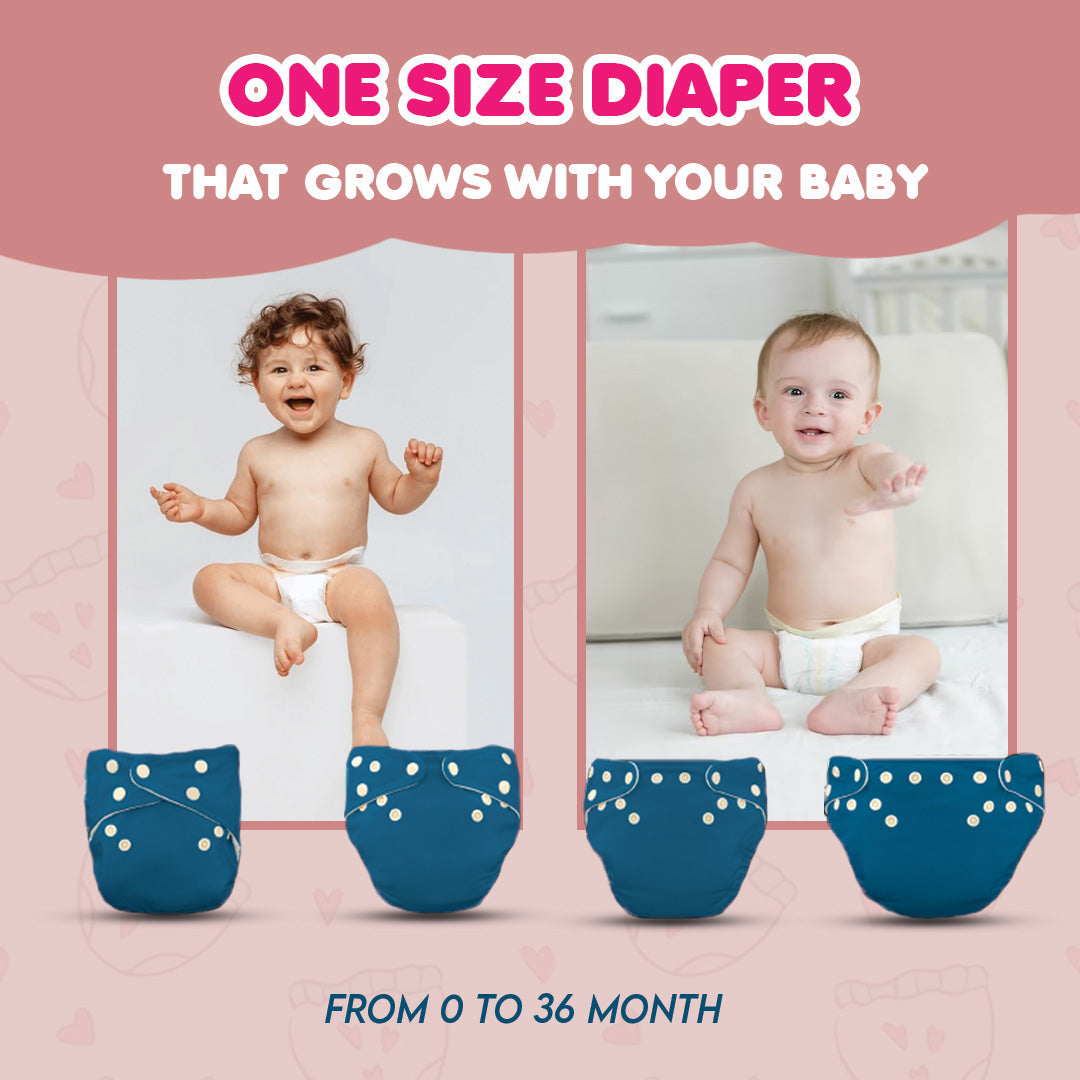 Kids' Free Size Reusable Cloth Diaper + Insert (0-36 Month)