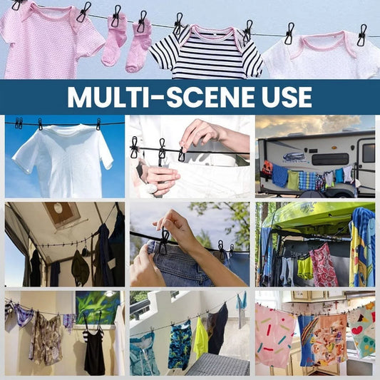 Windproof Stretchable Clothesline - 12 Clips
